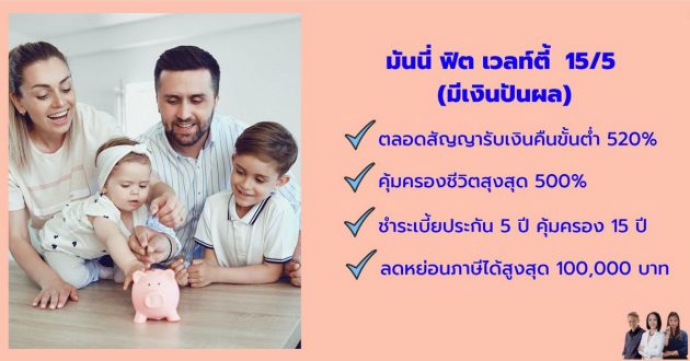 ประกัน สะสมทรัพย์ ส่งสั้น มันนี่ ฟิต เวลท์ตี้ 15-5